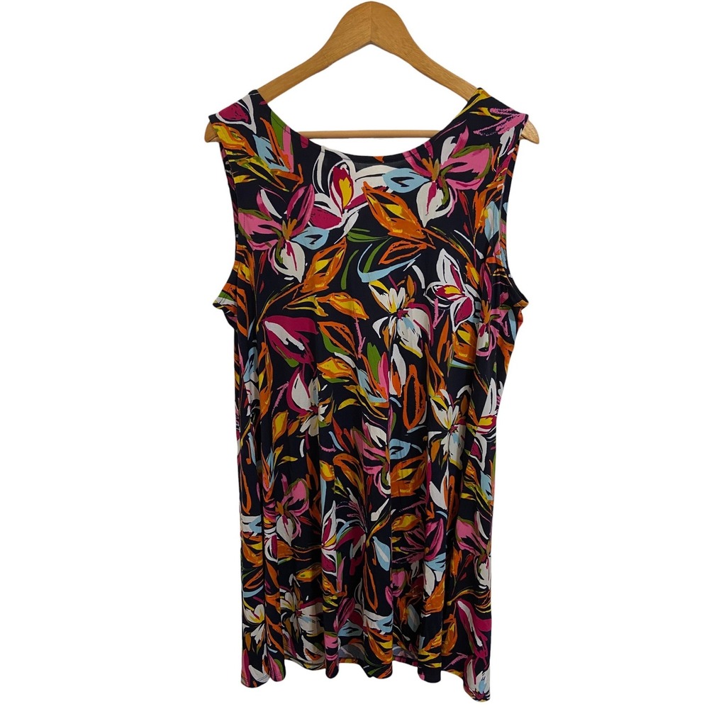 MSK Tropical Floral Sleeveless Tie Keyhole Back Shift Resortwear‎ Dress Size XL - Picture 2 of 11